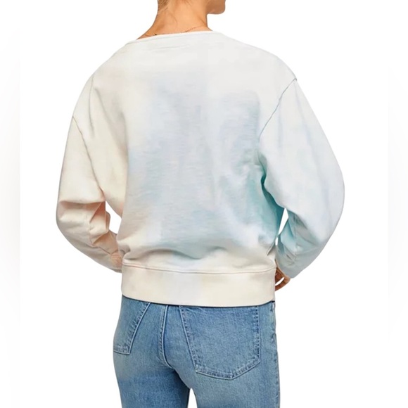 7 For All Mankind 100% Cotton Blue Tye Dye Sweatshirt Size Medium - Picture 2 of 7